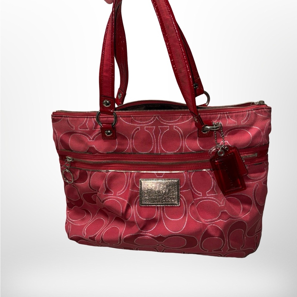 Coach Red Signature Tote Bag